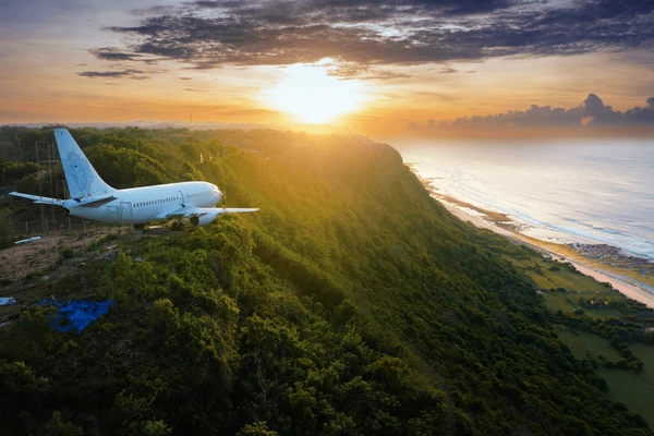 Plane flying over Indonesia
